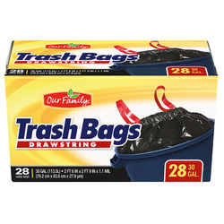 Trash Bags with Drawstring 30gal 6/28ct