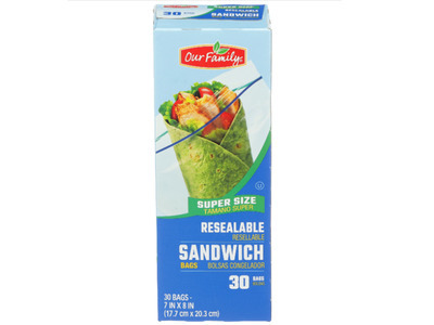 Resealable Sandwich Bags 12/30ct