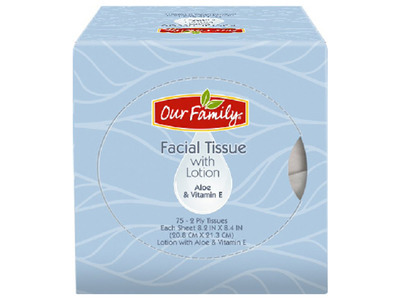 Facial Tissues w/Lotion Cubes 36/75ct