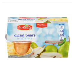 Diced Pears in 100% Juice, Bowls 6/4ct