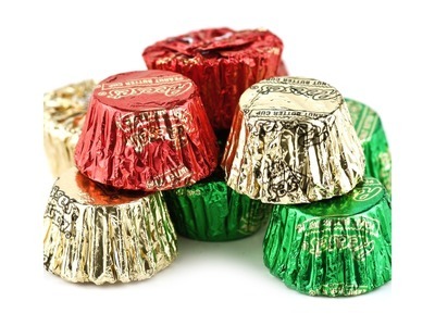 Reese's® Mini Peanut Butter Cups, Red/Green/Gold 25lb