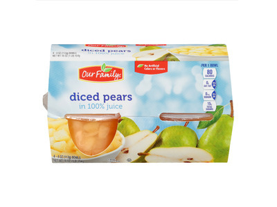 Diced Pears in 100% Juice, Bowls 6/4ct