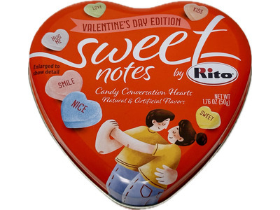 Sweet Notes Candy Confectionery Hearts Tin 12/1.76oz